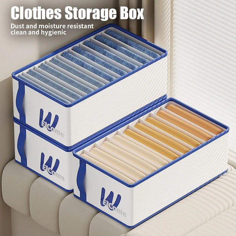 New Clothes Folding Storage Box Household Clothing Organizing Storage Moisture Pants Compartment Storage Basket Wholesale