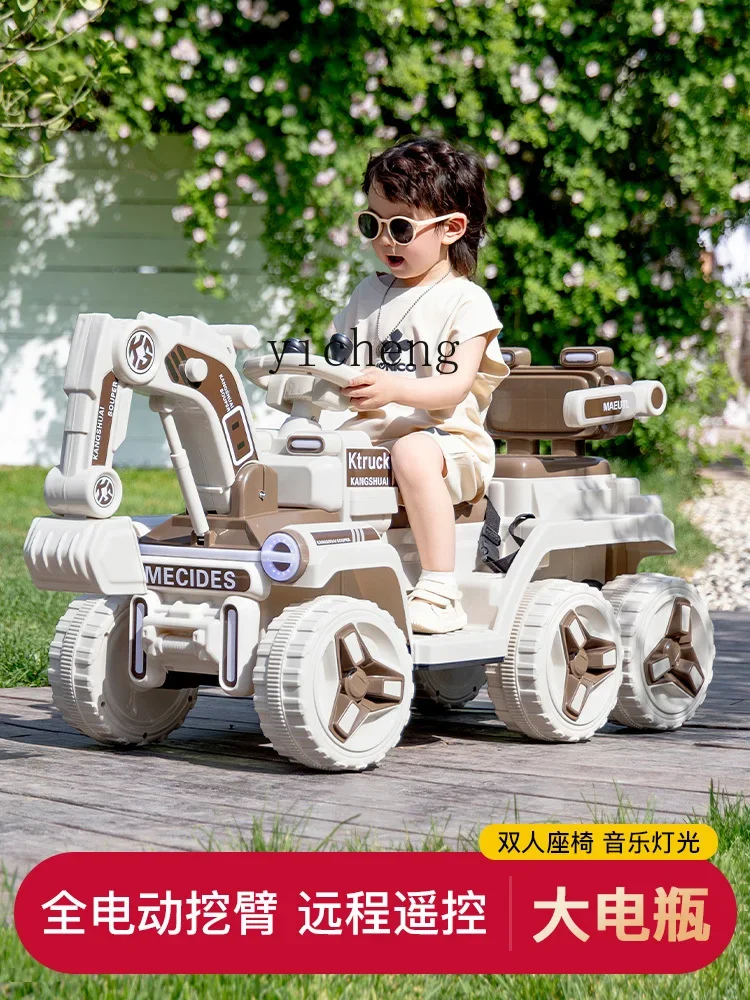 Tqh Children's Excavator Toy Car Can Sit Remote Control Electric Engineering Car Large Six-Wheel off-Road Excavator