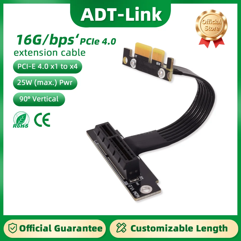 

ADT-Link PCIe 3.0 1X to 4X Riser Adapter for Graphic Card GEN3 PCI Express SSD LAN USB Card PCIE X1 To X4 Extension Cable