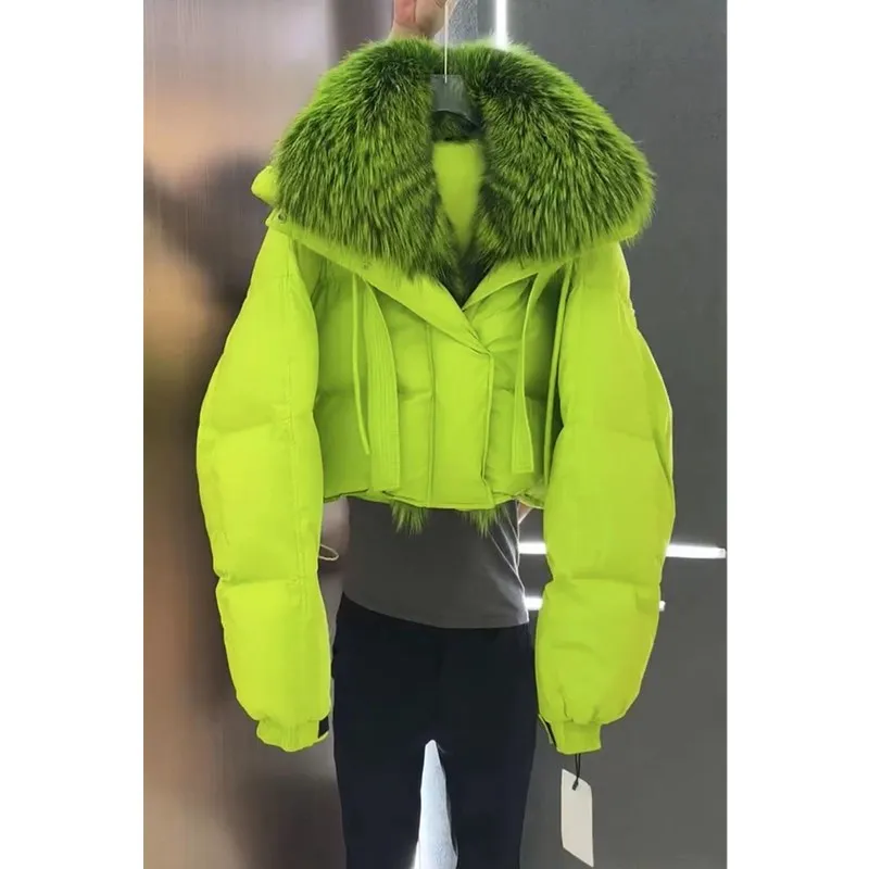 New 2024 Winter Women's Down Cotton Jacket Popular High-end Small Fragrant Style Large Fur Collar Thick Coat