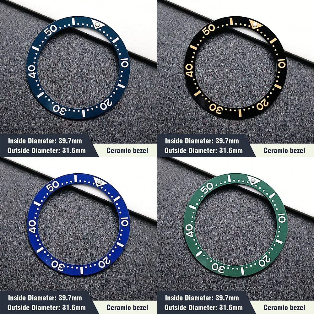 Flat Ceramic Bezel Insert 39.7mm*31.6mm Watch Replacement Watch Parts Watch Cases Replace Accessory Diving Bezel Ring