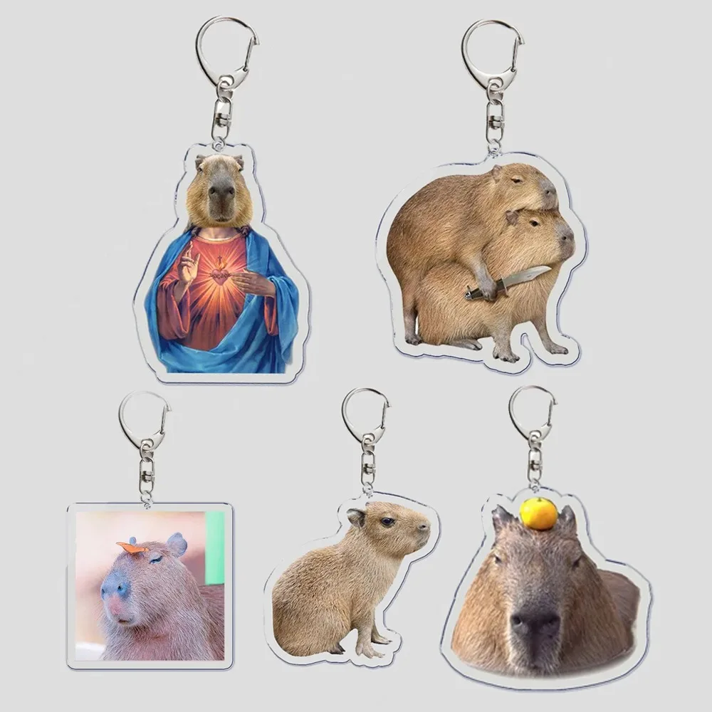 

Diy Capybara Creative Acrylic Keychain Keyring Animal Peripheral Cute Cartoons Phone Chain Campus Backpack Pendant Holiday Gifts