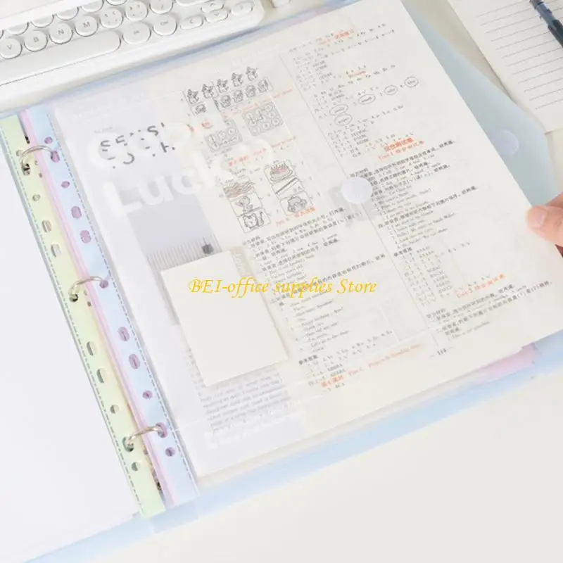 A9LC 4/6/8PCS مثقبة جيب بلاستيك ملفات غلاف مستند محفظة 11 ثقب ملفات محفظة مستند محفظة