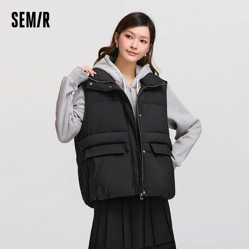 

Semir Cotton Vest Women Waterproof Solid Versatile Oversize 2025 Winter New Stand Collar Outerwear
