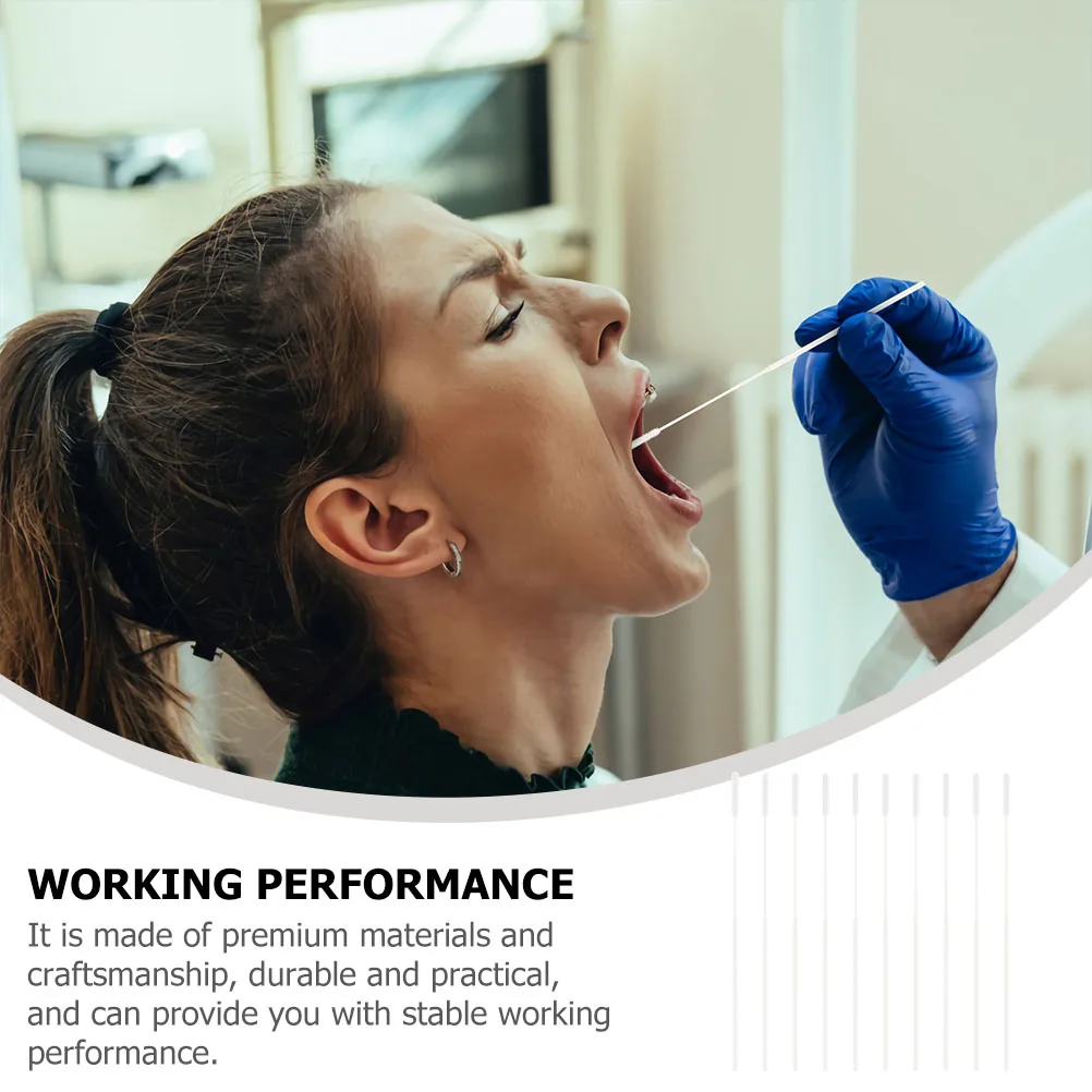 50pcs Disposable Nasal Swabs Flocking Collection Sampling Pharynx Lightweight Portable Sterile Individually Wrapped