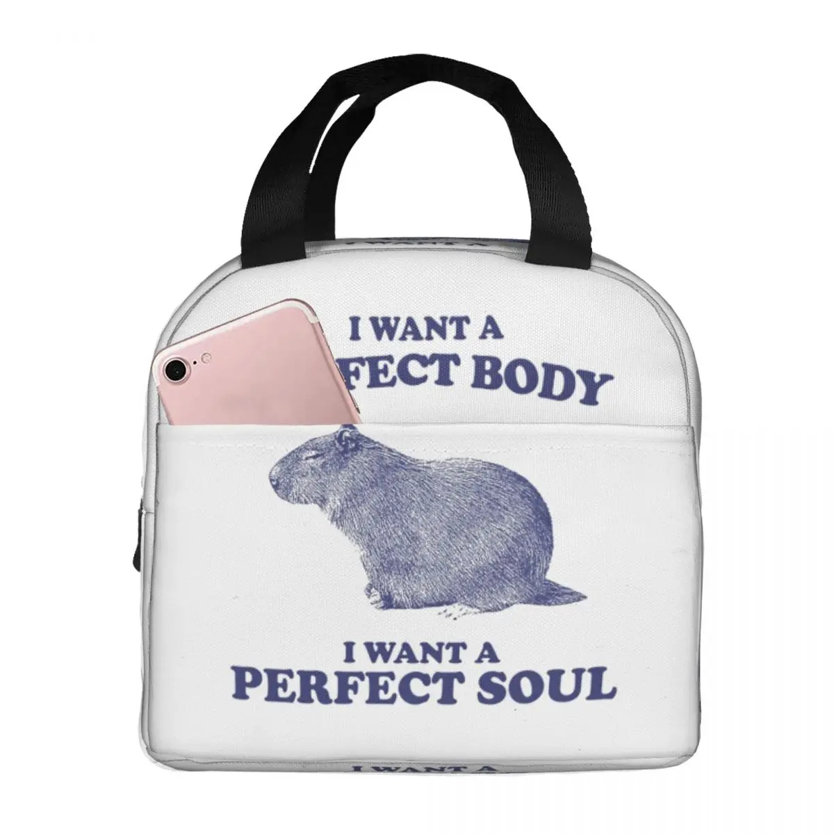

Capybara Want A Perfect Soul Изолированные сумки для обеда Герметичный контейнер для еды Термосумка-тоут Ланч-бокс Колледж Пикник Девушка Мальчик