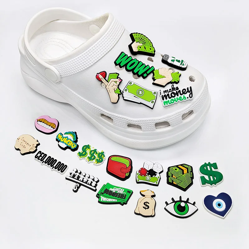 New Money bag Greenback Shoe Charms for Croc Accessories PVC Sandals Garden Shoe Buckle Shoe Pins Shoe Decorations Friends Gifts