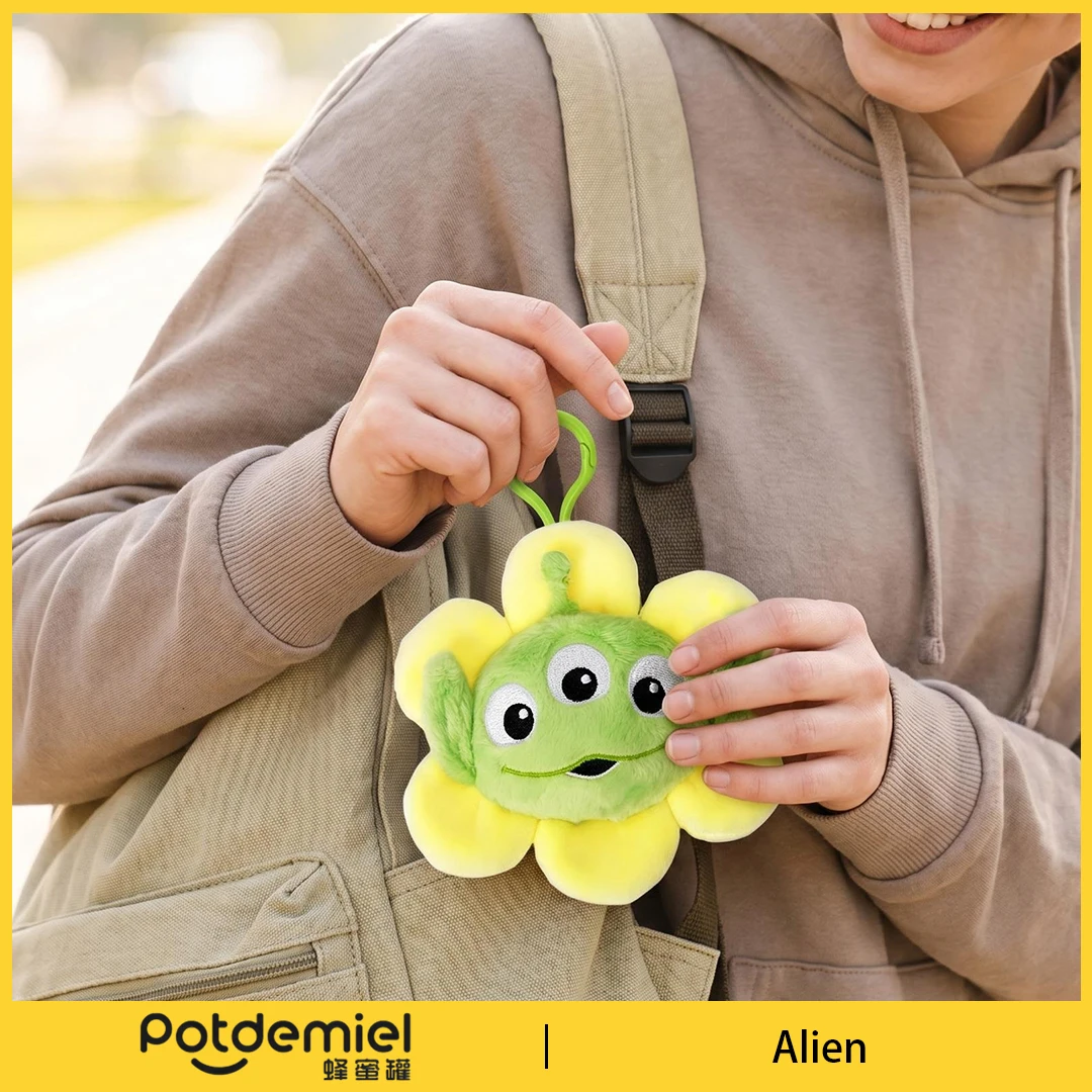 Potdemiel Disney Toy Story Alien Stuffed Alien Keychain Classic Flower Three Eyed Doll Purse Hanger Key Ring Holiday Gift Figure view 3