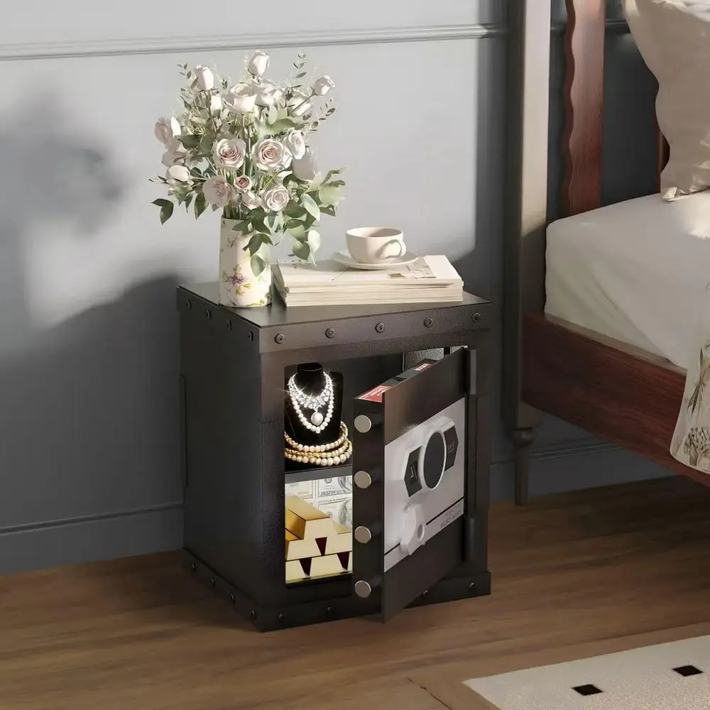 آمن منزلي عالي الجودة مقاوم للحريق مع وصول لبصمات الأصابع لتخزين المجوهرات الفاخرة والأسلحة النارية، بما في ذلك رف المسدس ومفتاح بإضاءة خلفية #2