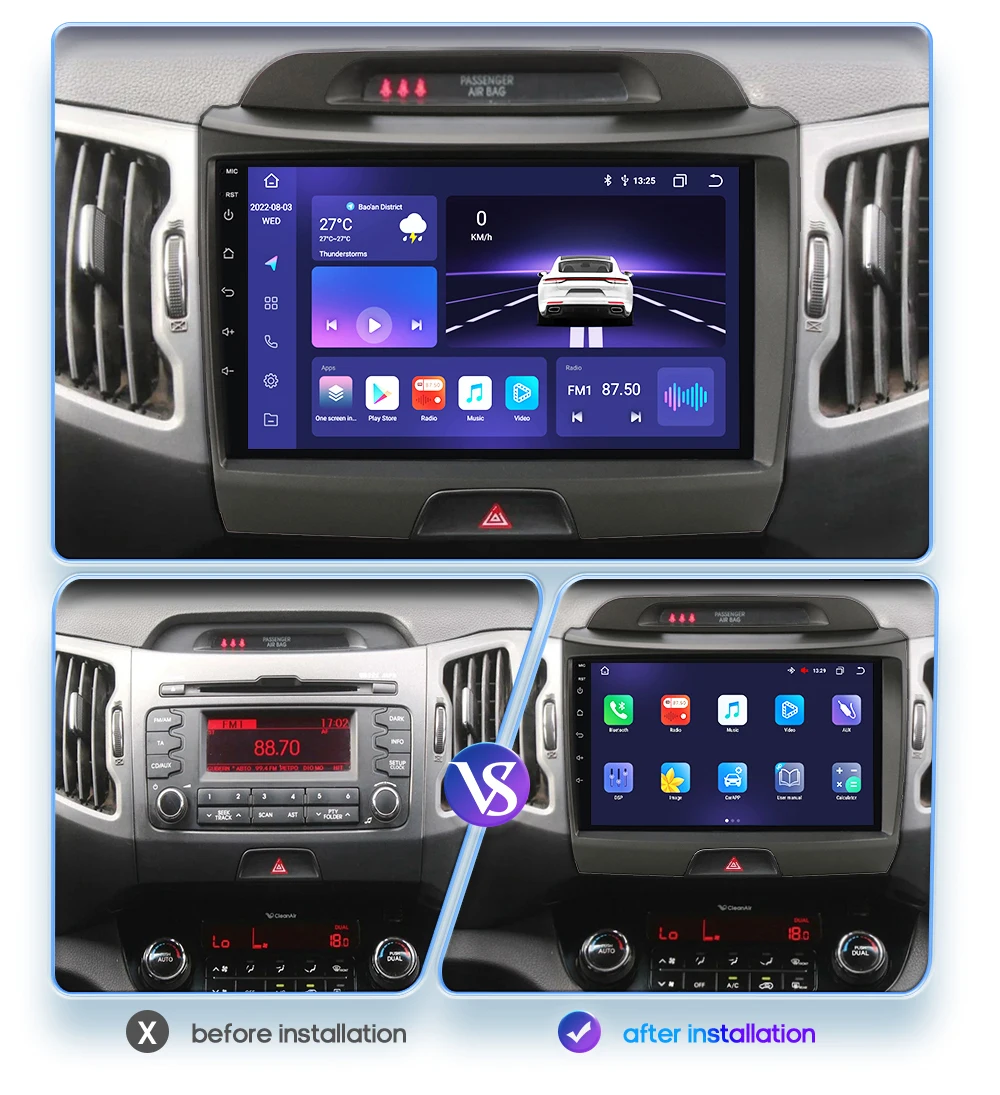Hizpo 2 Din Android Auto Radio For KIA Sportage 3 2010-2016 2015 Carplay 4G Car Multimedia GPS 2din Autoradio WIFI RDS DSP 4G BT
