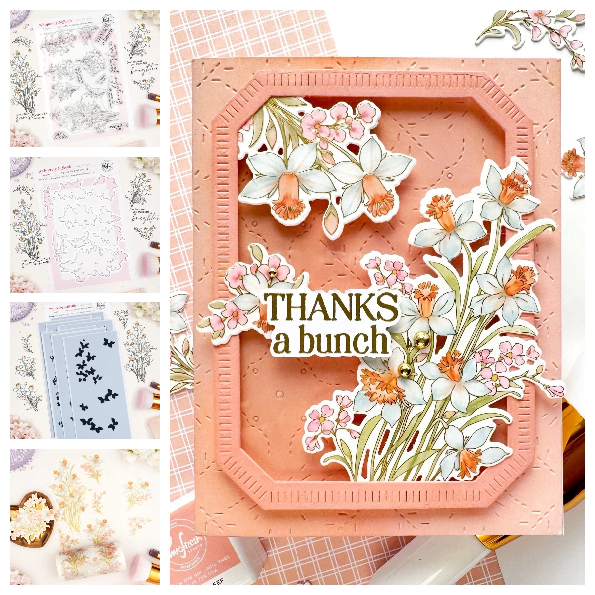 

2026 April Pink Golden Golden Poppies Blooming Daydream Whispering Daffodils Stamps Dies Stencils for DIY Florals Notion Story