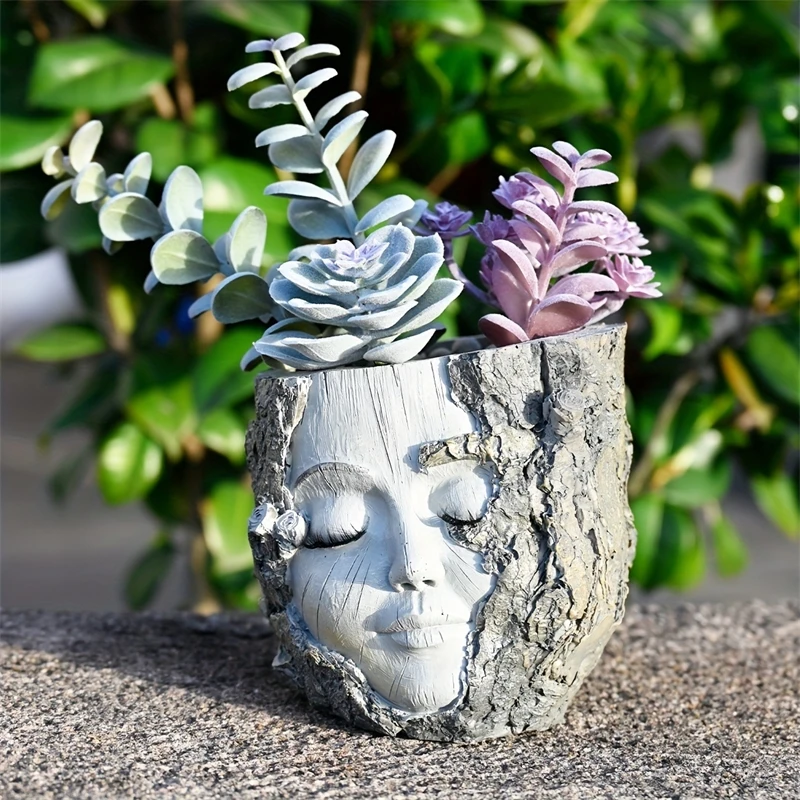 

Tree Stump Girl Resin Craft Vintage Home Decor Garden Planter For Succulents Unique Gift Ornament Courtyard Garden Decor