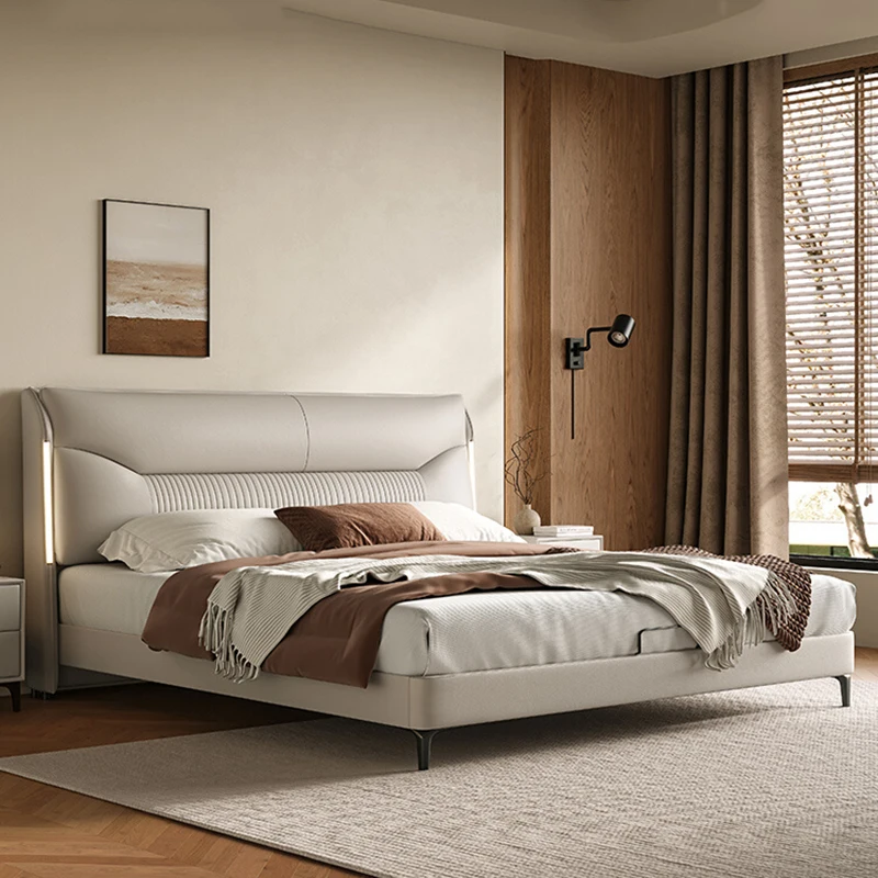 Mesitas de noche estéticas para dormitorio, marco de cama de lujo multifuncional moderno, almacenamiento de lettos, decoración de muebles de matrimonio