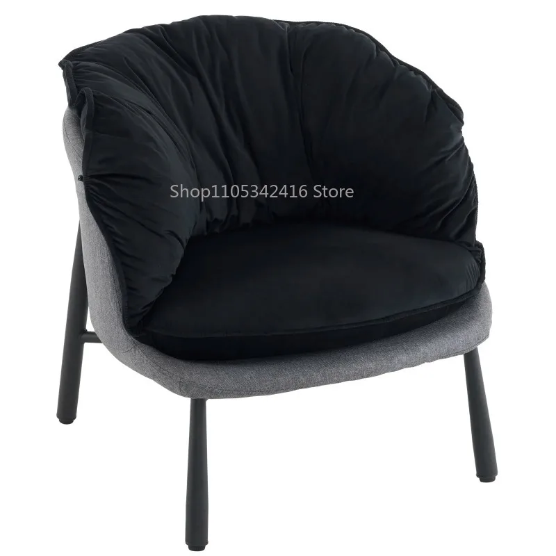 

Черное бархатное кресло-бочонок, современное удобное кресло с металлическими ножками для читального зала и гостиной