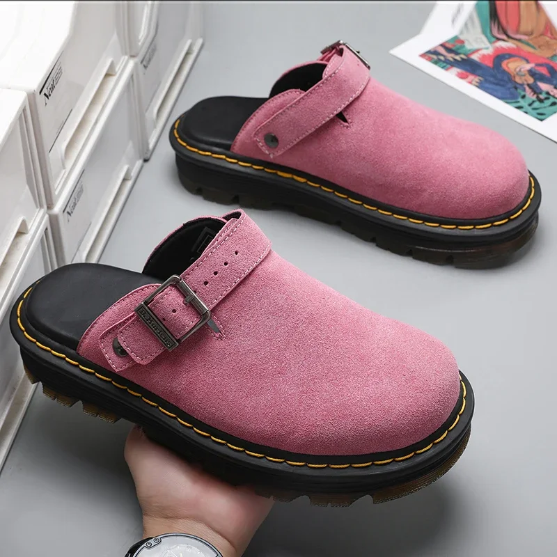 

Half Slippers for Men Classic Clogs Shoes Slippers Men Fashion Big Leather Casual Slippers Non Slip Beach Shoes for Women