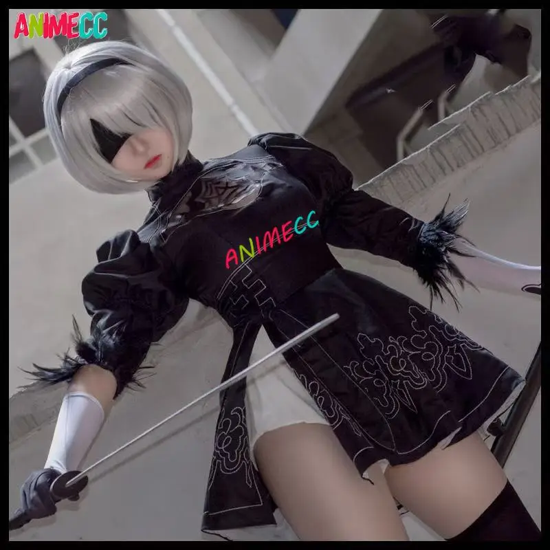 ANIMECC in Stock S-3XL 2B NieR Automata Cosplay Costume Wig Anime Yorha No 2 Type B Sexy Dress Halloween Party Outfits for Women