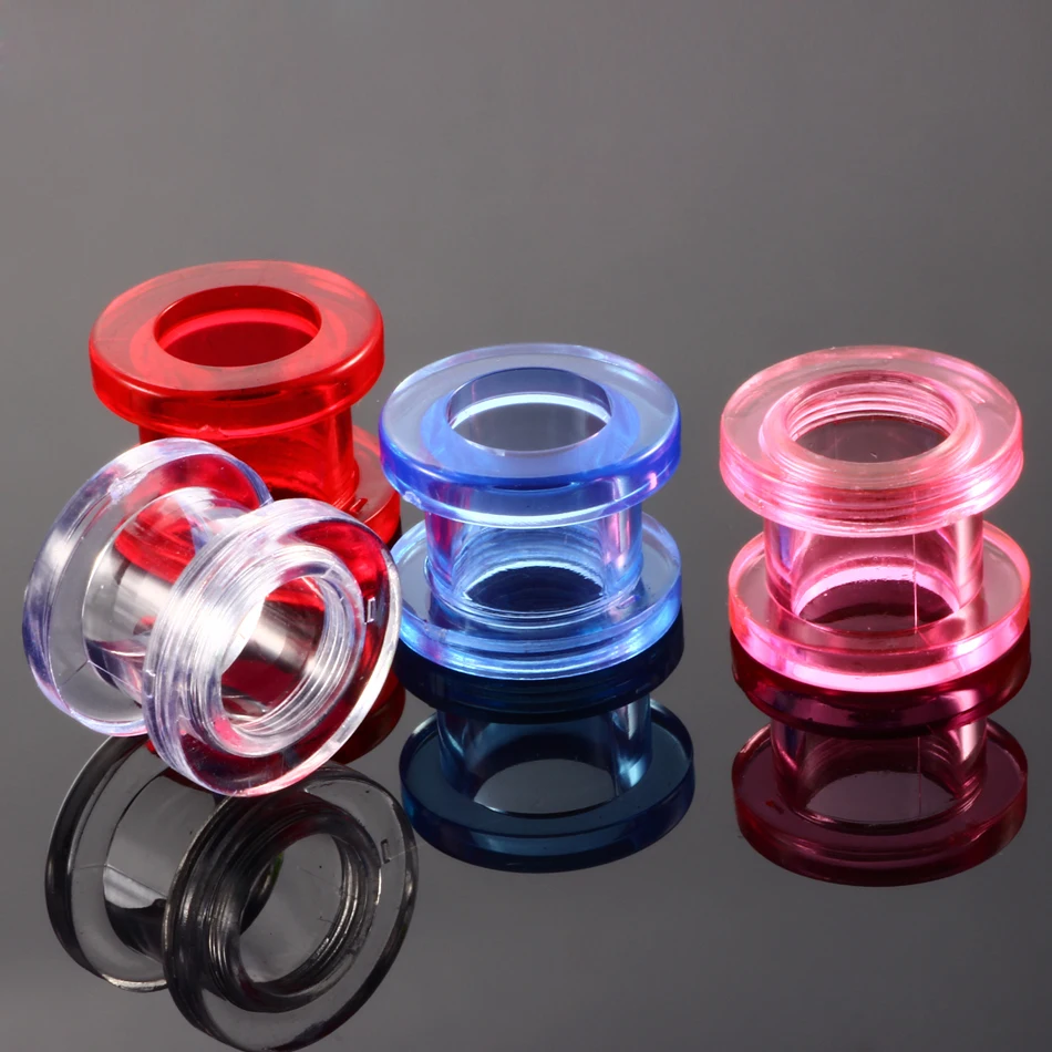 2-24mm Acrylic Ear Stretchers Plugs Tunnels Piercing Colorful Hollow Screw Ear Earrings Piercing Ear Expander Body Jewelry 1Pair