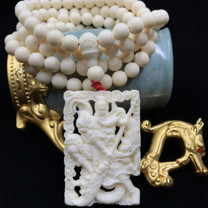 

Ivory Nut Hand Beaded Bracelet/Necklace108Piece Carved461Brand Zhongyi Guan Gong Tag Pendant Crafts