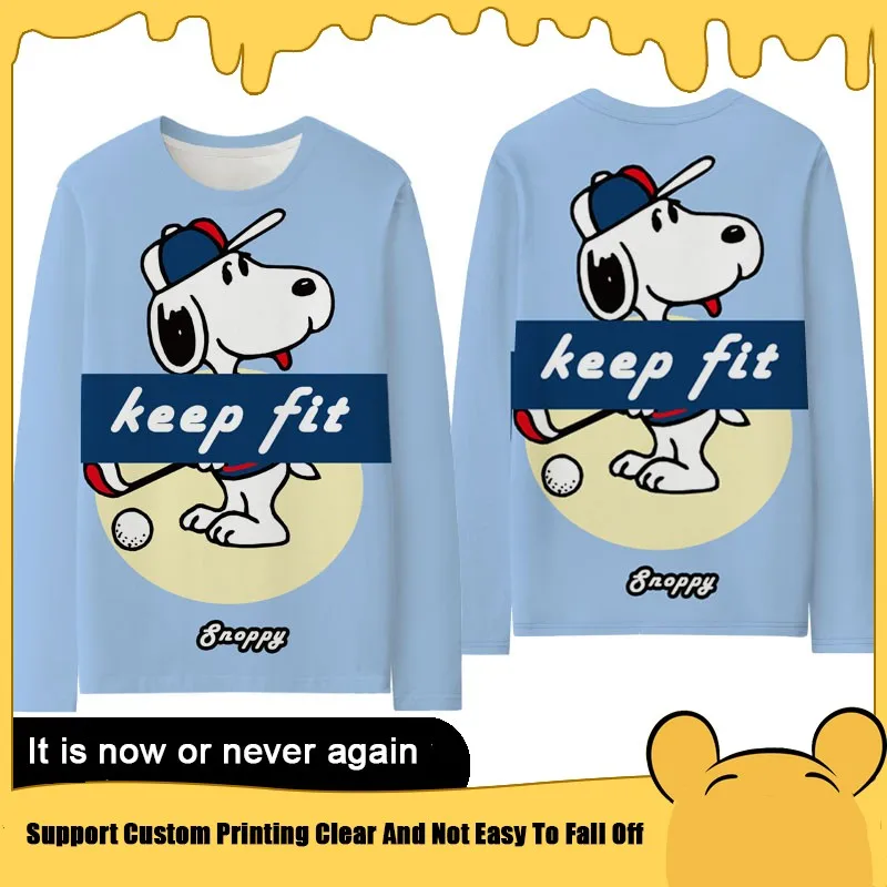 

2024 New Snoopy Snoopy Co-branded Men's Clothes All Match Animation Around Boys Long Sleeve T-shirt Autumn