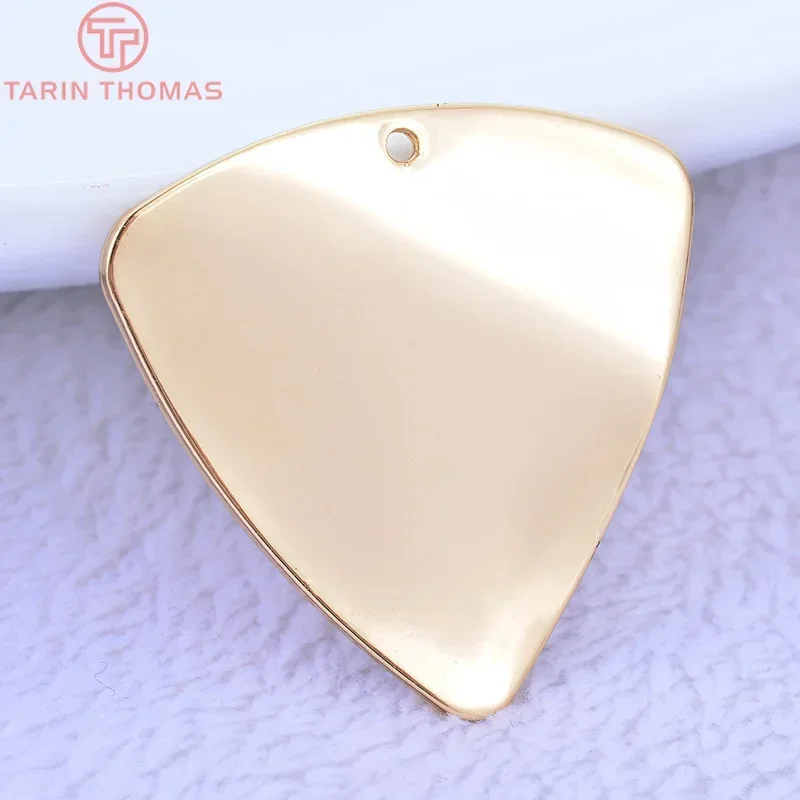 (1507)6PCS 26x26MM 24K Gold Color Plated Brass Glossy Triangle Charms Pendants High Quality DIY Jewelry Making Findings