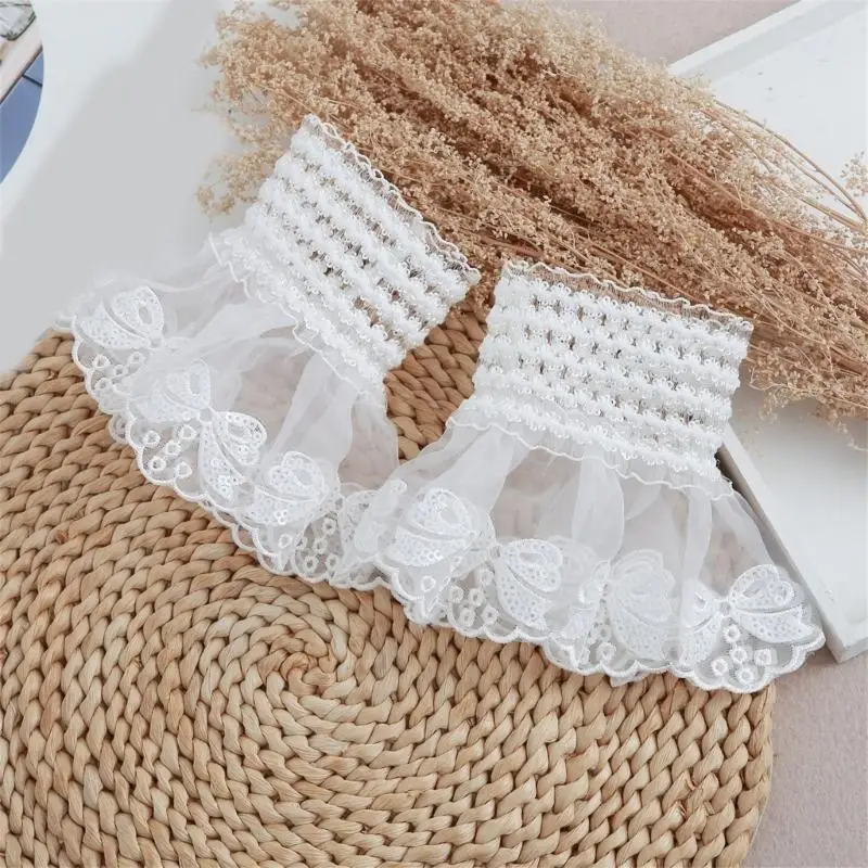 652F أغطية ذراع مطرزة على شكل زهرة وأكمام زخرفية مريحة وأكمام معصم للنساء والمراهقين والإكسسوارات #5