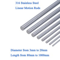 1PC 316 Stainless Steel Round Rod Bar Ground Stock Linear Shaft Guide Linear Motion Rod 100-550mm Axis for 3D Printer DIY