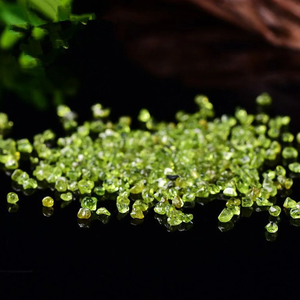 2-4mm Beautiful Natural Peridot Olivine Chips Polished Gravel Stone Reiki Healing Crystal Mineral Specimen DIY Garden Decor