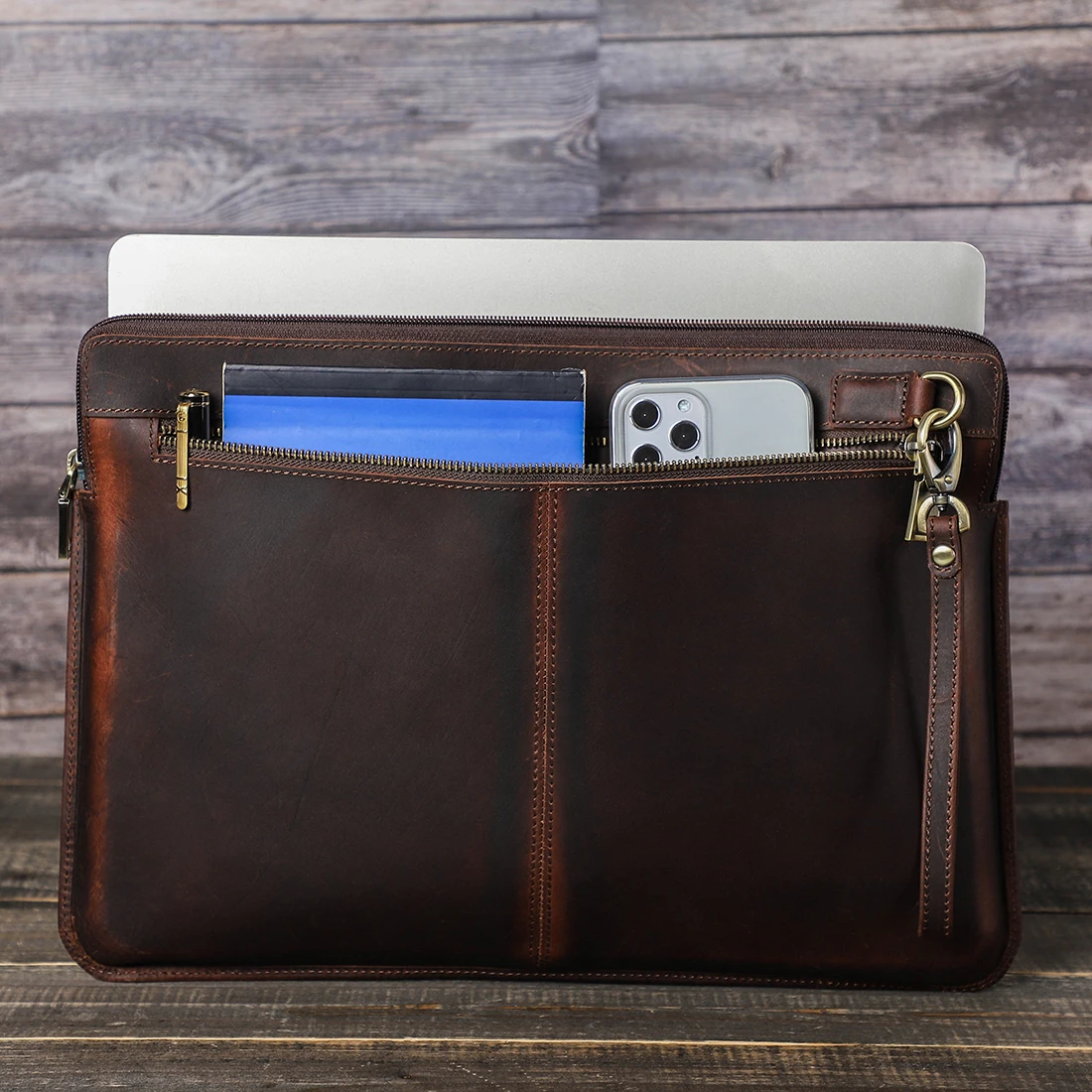 Obrázek 4: Notebook aktovka muži pro macbook vzduch pro 13 14 15 palec cowhid kabelka rukáv tablet pouch pouzdro  lenovo thinkpad matebook funda