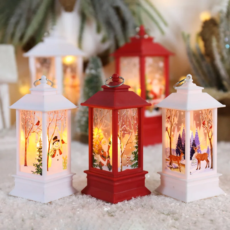 LED Night Lights Vintage Portable Oil Lamp Battery Powered Home Hanging Lanterns Child New Year Gift Christmas Party Decoration