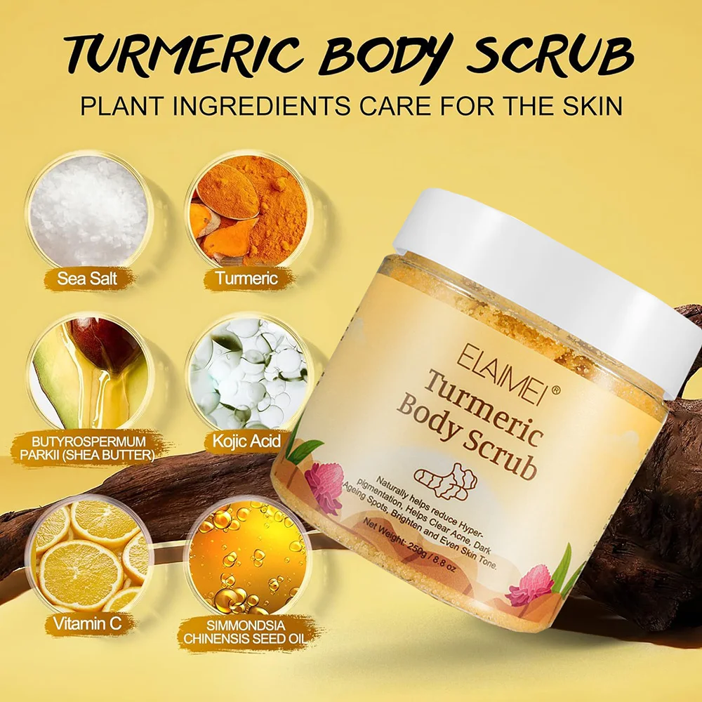 Scrub corpo al sale e curcuma Matcha e himalayano, sbiancante, antiossidante, riduce l'acne, i brufoli, illumina il tono della pelle schiarente