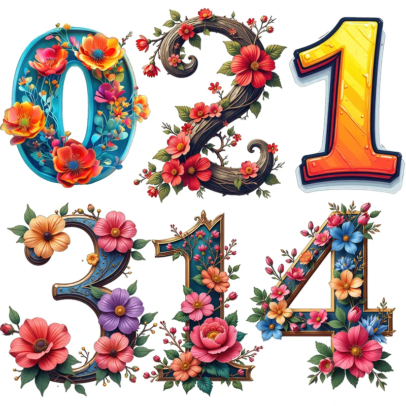 Three Ratels CD168 branches and flowers numbers Artistic wall stickers for home decoration Celebration decals