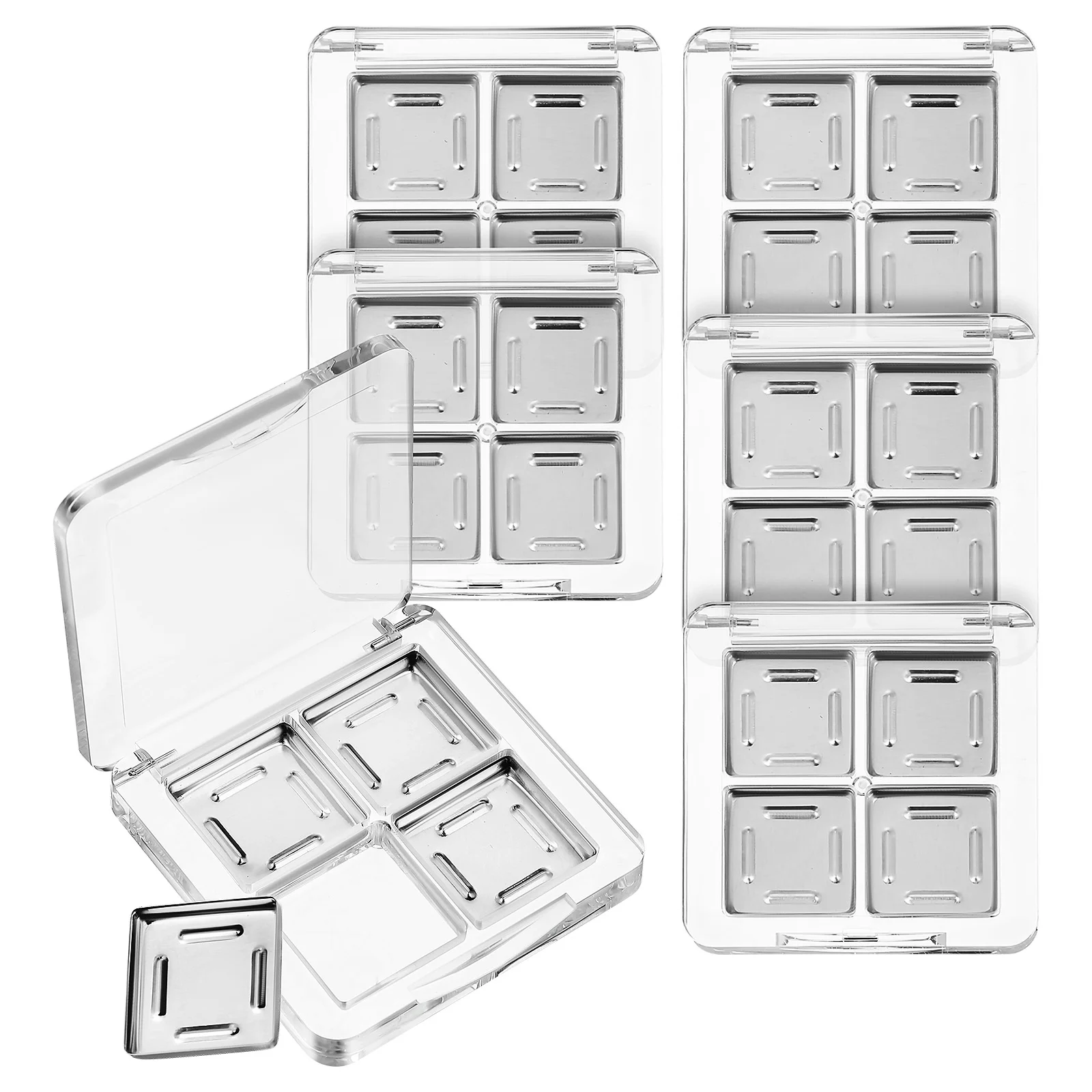 

6 pcs Empty Eyeshadow Palette Transparent Makeup Container Sturdy Plastic Tray Grid Design Tight Sealing Empty Lipstick