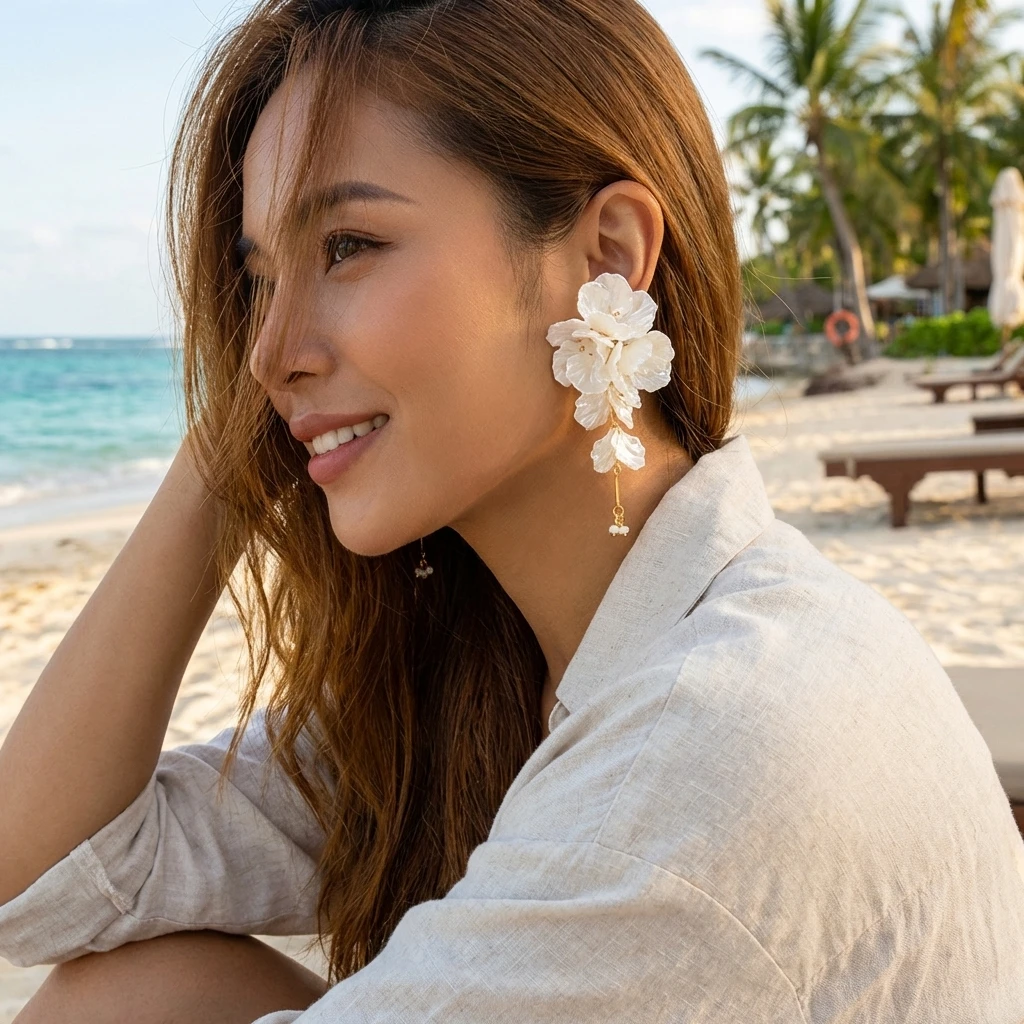 Elegant White Petal Flower Tas - огляд і ціна Tassel Earrings Boho