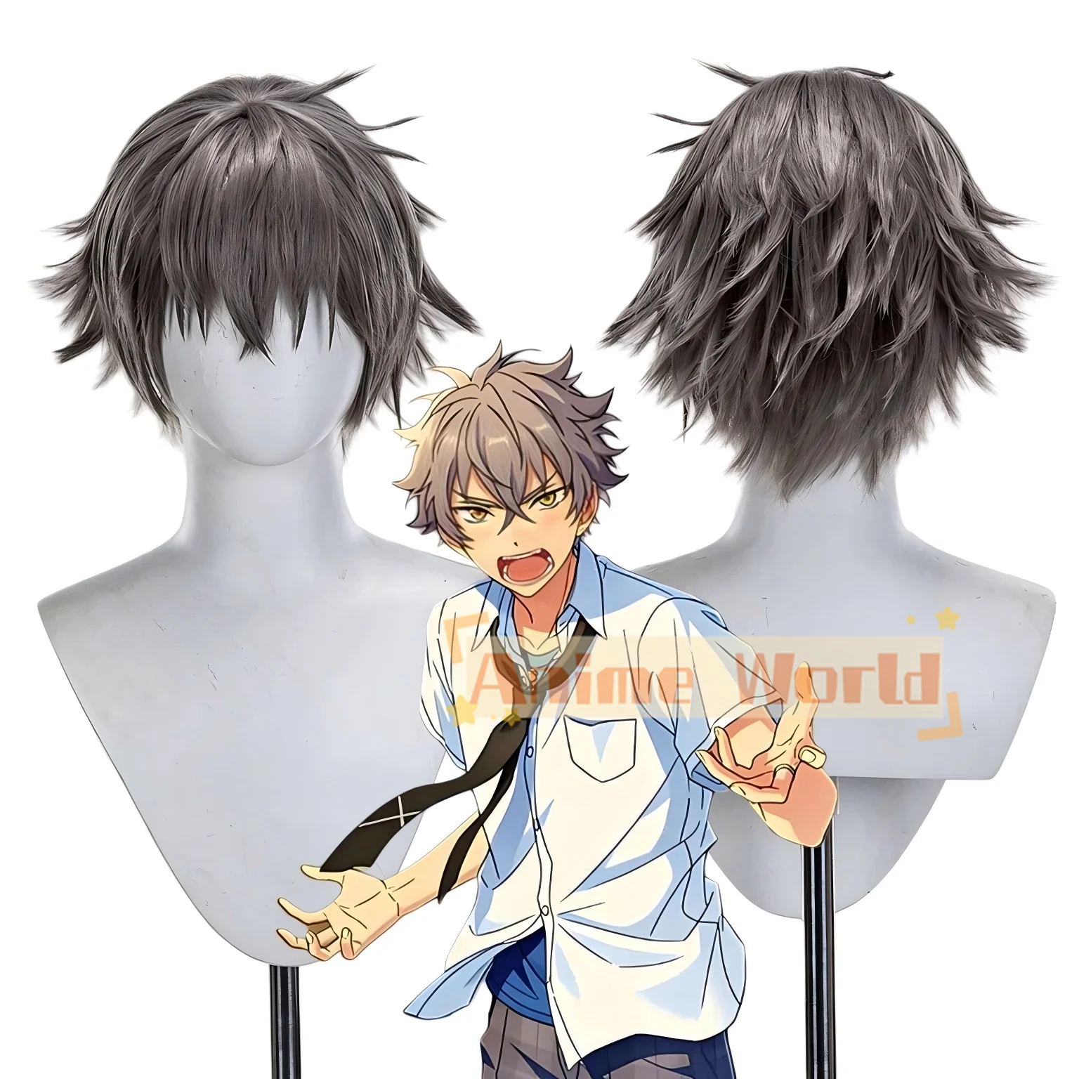 Anime Ogami Koga Wig Halloween Carnival Party Props Synthetic Hair Heat Resistant Fiber + Wig Cap