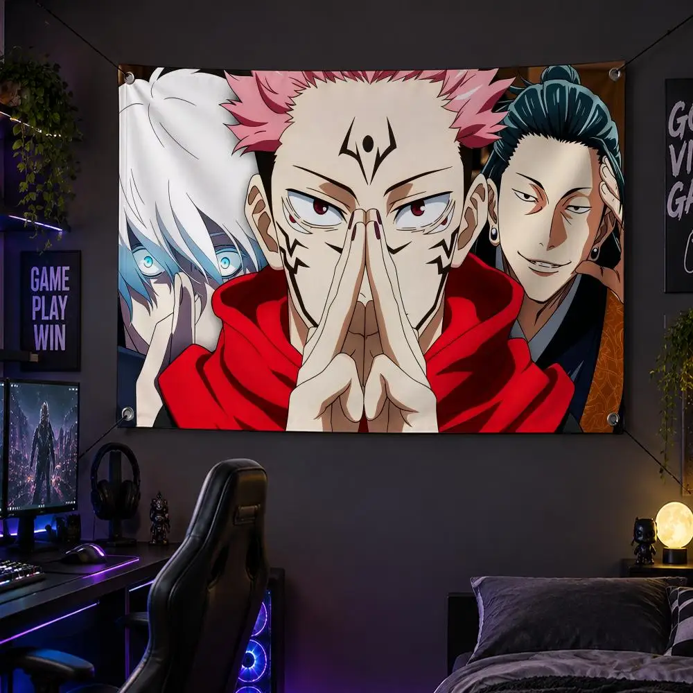 Anime J-Jujutsu Kaisen Flags Banner Decor for Bedroom,Garden,Party,Club,Gaming Room,Garage Fan Gift