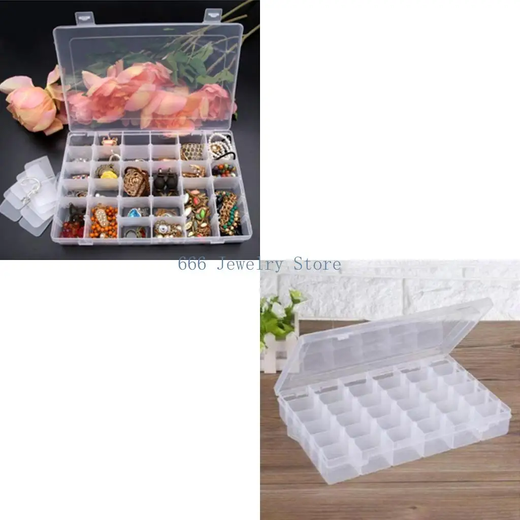 

F2TD Jewelry Box for w/ Dividers 36-grid Container for Ring Earri