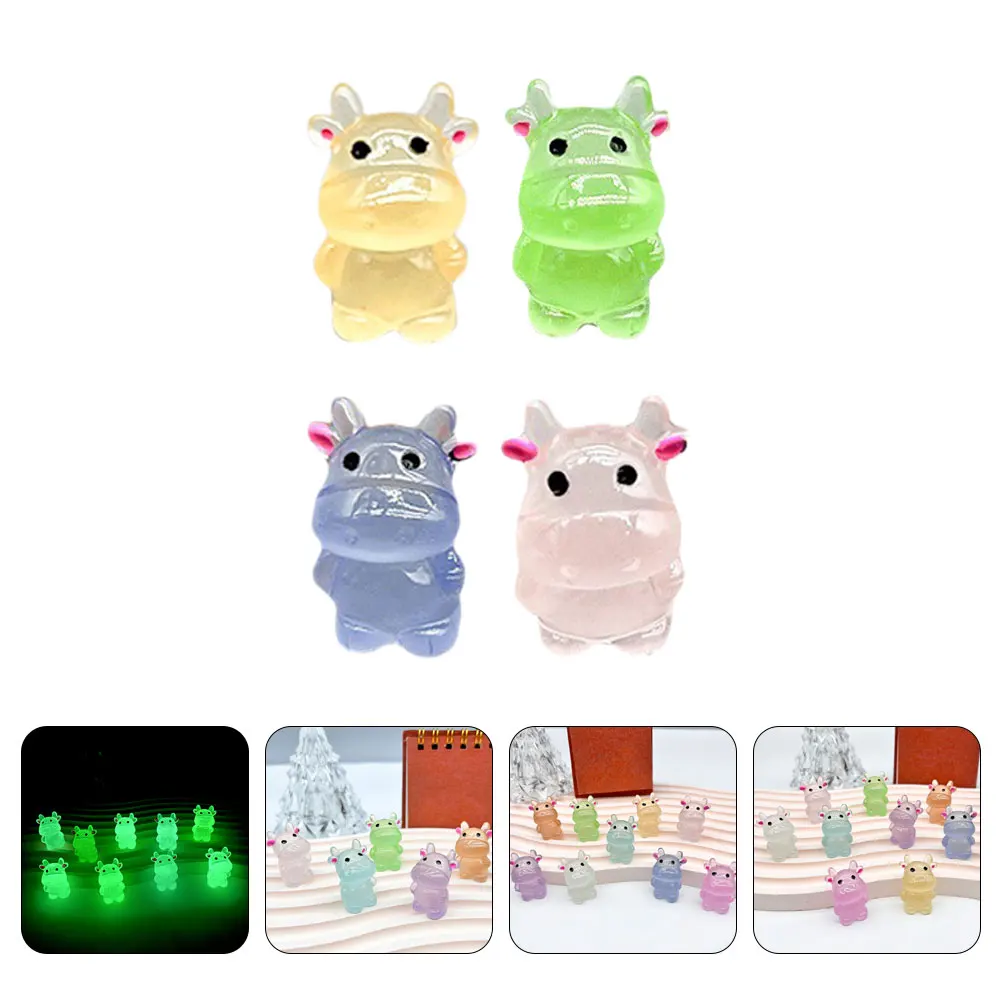 

50pcs Luminous Mini s Resin Statue Miniature Animal Decor Micro Landscape Ornament Bonsai Craft Garden Landscaping