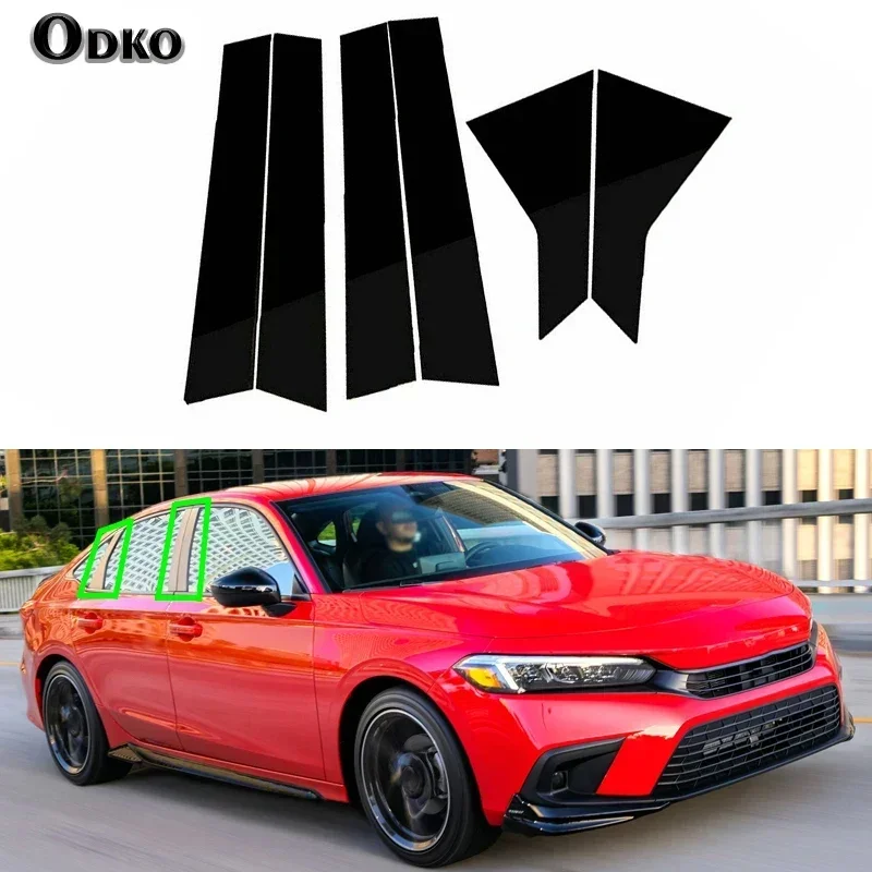 For Honda Civic FE/FL Sedan 2022-2025 Car Window Polished Pillar Posts Door Trim Decal Cover BC Column Sticker Accessories シビック