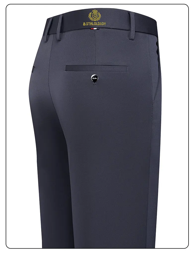 2026 Modische Herren-Stretchhose mit Flachfront, Formelle Anzughose in Schwarz und Marineblau, Büro-Arbeitshose für Business, Party und Pendeln – Detail 10
