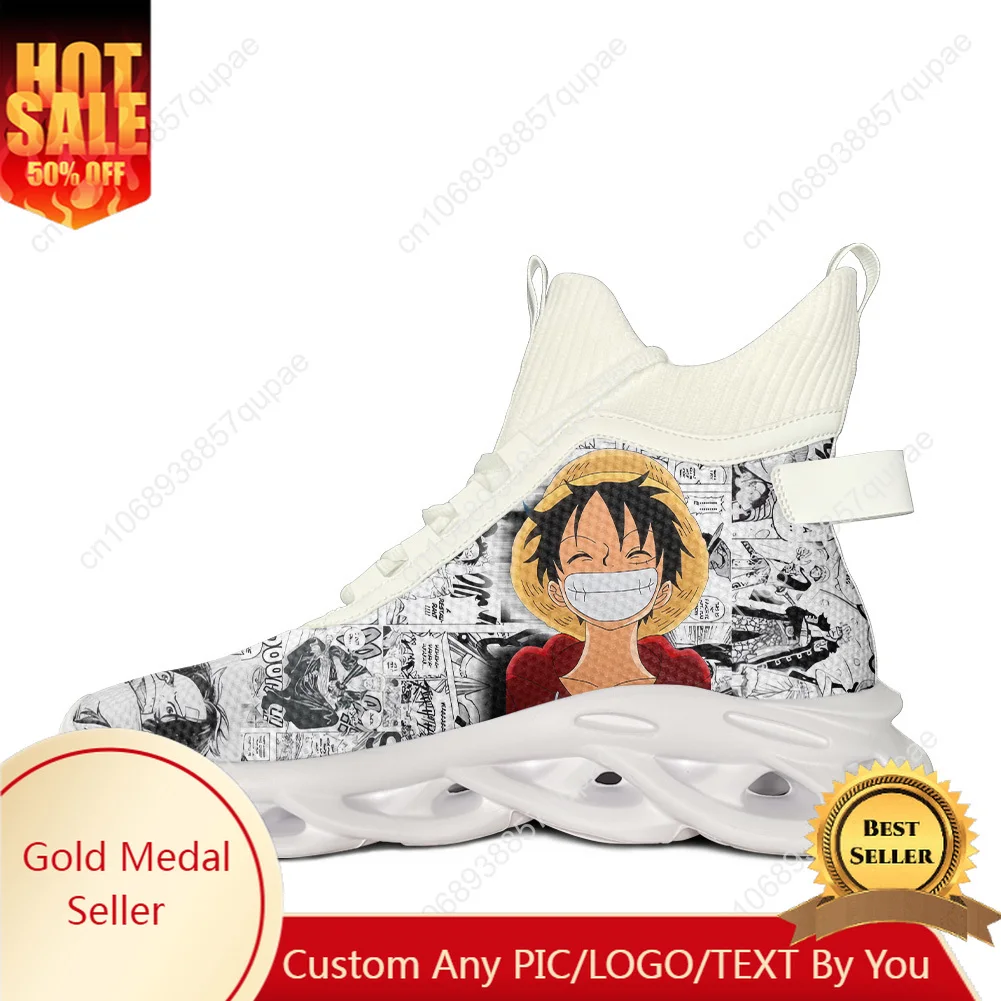 

D L-Luffy High Top Sneakers lovely Anime Manga Men Women Sports Running Shoes Sneaker Lace Up Mesh Footwear Customized Made Shoe