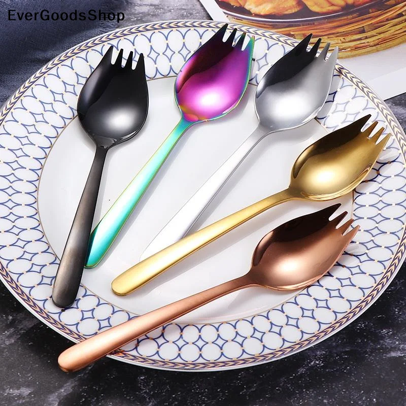 New Stainless Steel Spoon And Fork Combo, Household Salad Spoon, Fruit Fork, Soup Spoon, Portable Cutlery