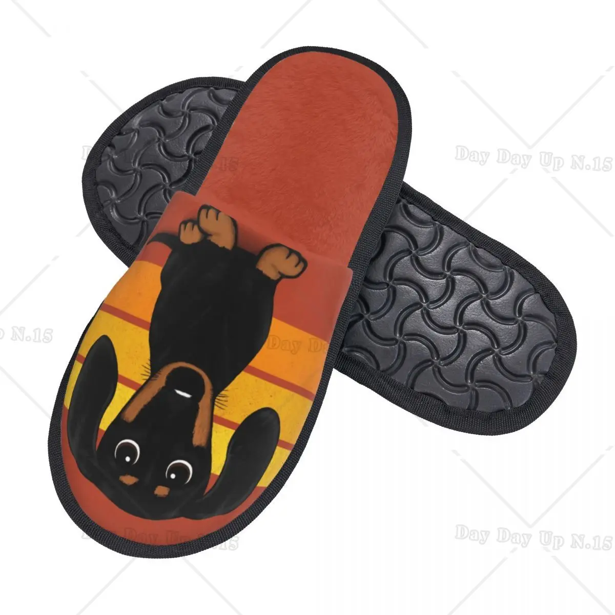 Cartoon Dachshund Dog Comfort Scuff Memory Foam Slippers Women Badger Wiener Sausage Spa House Shoes