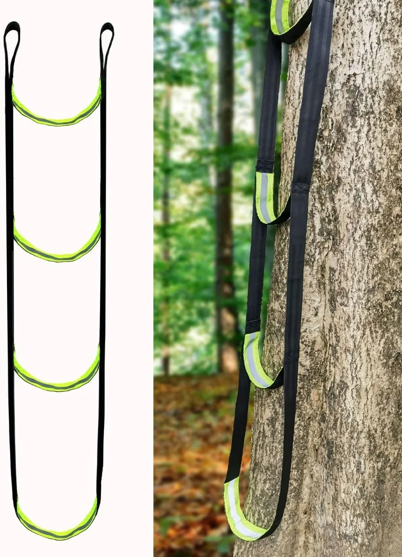 3Step Climbing Stick Aider, Tree Stand Steps, Webbing Hunting Ladders, Lightweight Rope Aider,Outdoor Climbing, Caving,Canyoning