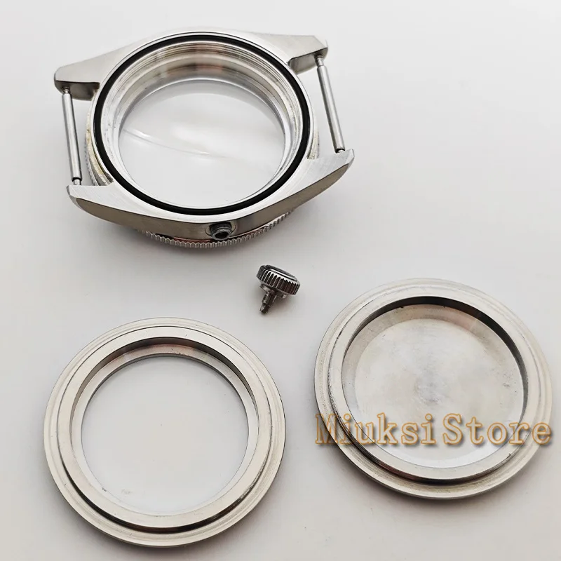 NH35 Case 39mm Silver Watch Case Sterile Domed Sapphire Glass fit NH35 NH36 NH34 NH38 NH39 NH70 ETA2824 PT5000 Movemen