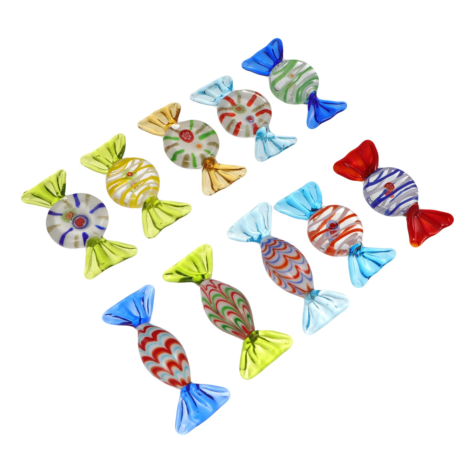 

10Pcs Glass Candy Ornament Colorful Lifelike Desktop Decoration Handmade Glass Crystal Sweets Adornment Home Art Crafts