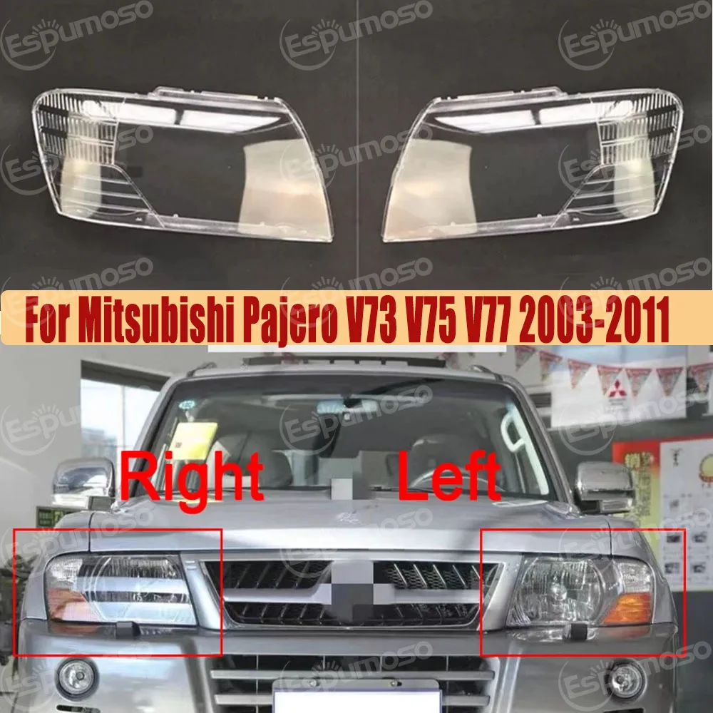 

Для Mitsubishi Pajero V73 V75 V77 2003-2011 автомобильная передняя фара, прозрачное стекло, плексиглас, замена оригинального корпуса