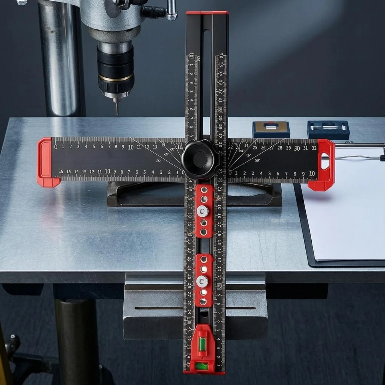 Positioning Ruler Multifunctional Drill Positioning Ruler Hand Tool Aluminum Alloy Locking Knob