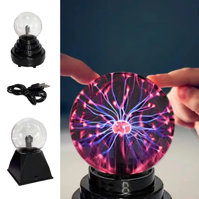 Static Electricity Ball USB Rechargeable Plasma Lamp Ball Static Control Desk Lamp Sound-Activated Electrostatic Ball Plasma