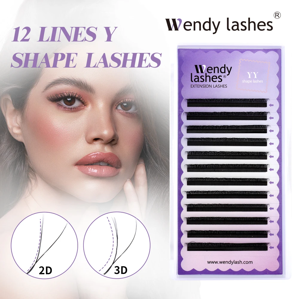 Wendy Lashes 2D/3D YY-Form Schwarz Braun Wimpernverlängerung Zwei Spitzenwimpern C/D-Locken Hohe Qualität Individuell