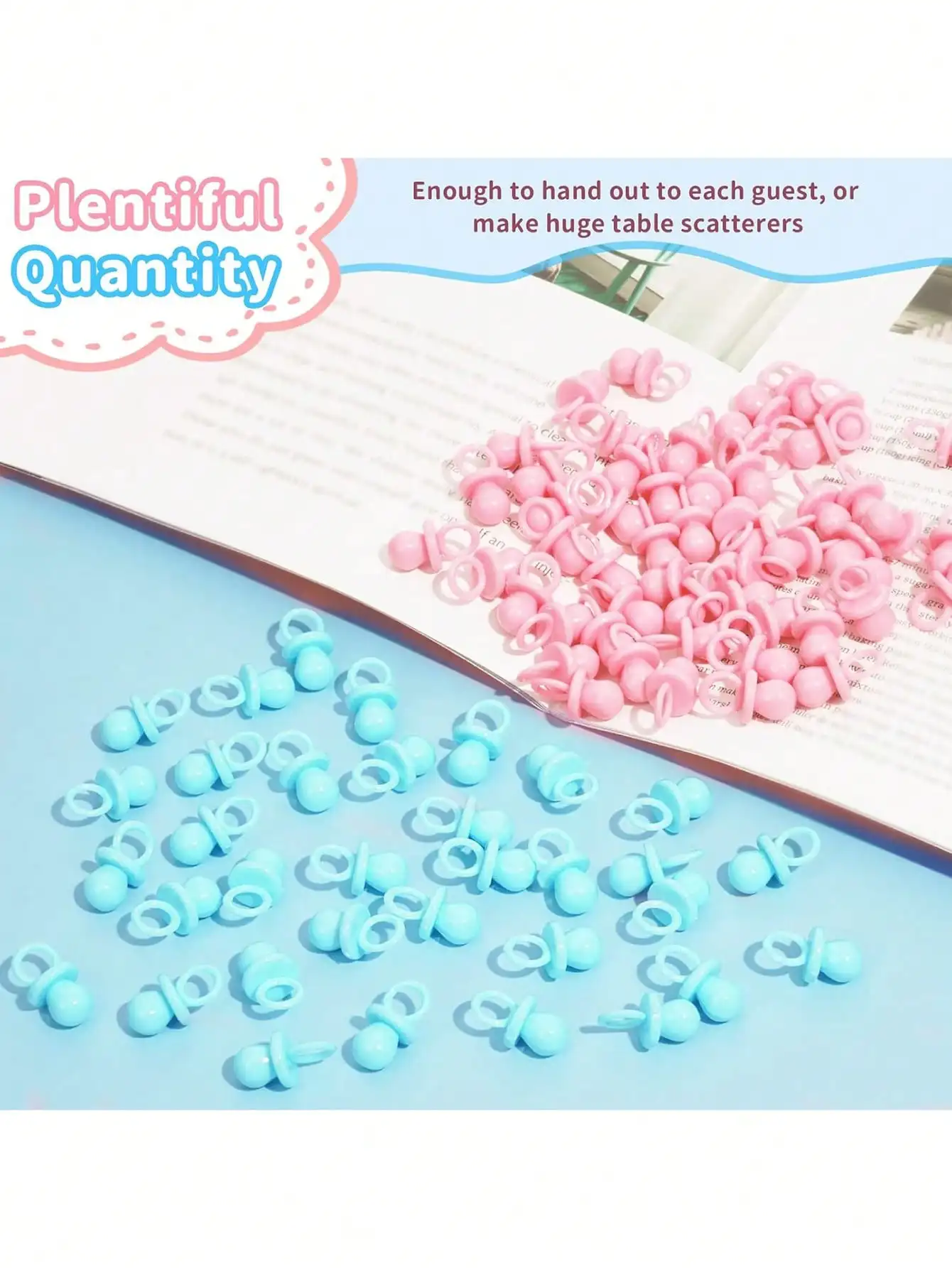 Bulk Baby Party Nipples Set - 50/100/200 Mini Plastic Nipples for Baby Shower Games DIY Decoration Gender Reveal Party Table Dec - view 3